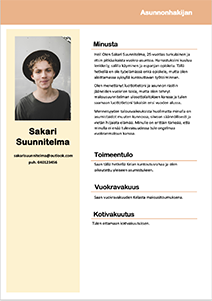 Asunnonhakijan CV - Sakari Suunnitelma